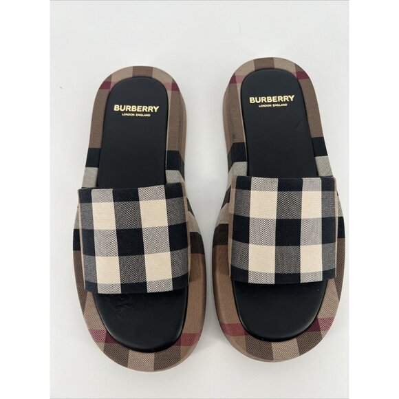 BURBERRY Women’s Size EU 41 US 11 Buckingham Check Plaid slides sandals New - Picture 5 of 14